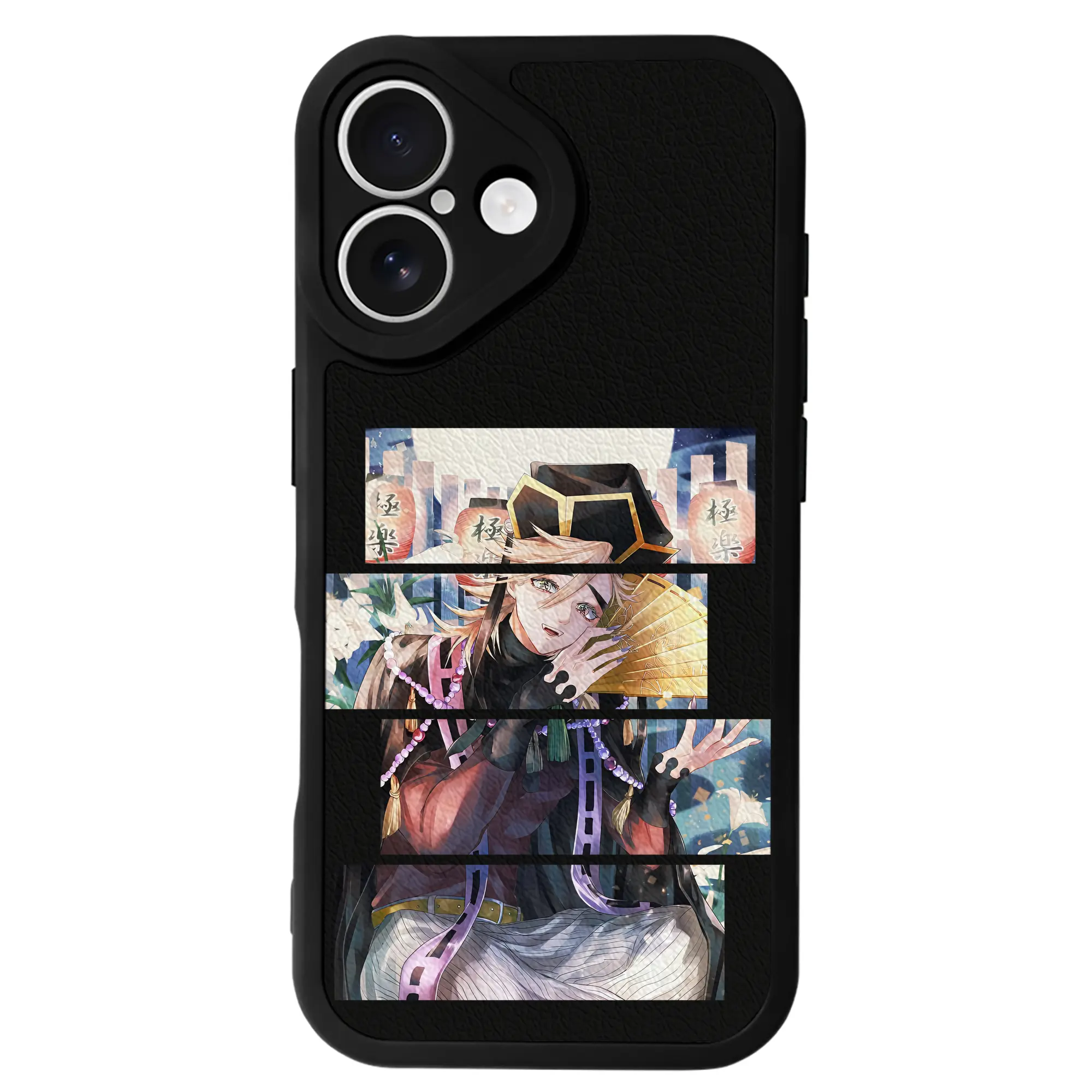 鬼滅の刃 グッズ,童磨 - IPhone 16シリーズ対応 ・ シリコンスマホケース ・ レザー調 ・ 高精度フィット ・ 耐衝撃 ・ ワイヤレス充電対応 ・ 精密カット